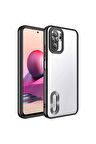 Xiaomi Redmi Note 10S Kılıf Logo Yeri Açık Kamera Lens Korumalı Renkli Kenarlı Şeffaf Silikon