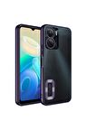 Vivo Y16 Kılıf Logo Yeri Açık Kamera Lens Korumalı Renkli Kenarlı Şeffaf Silikon