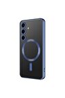 Samsung Galaxy S24 Kılıf Kamera Lens Korumalı Renkli Magsafe Şeffaf Silikon Lacivert