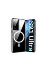 Samsung Galaxy S21 ULTRA Kılıf Magsafe Wireless Kablosuz Şarj Uyumlu Manyetik Şeffaf Kapak