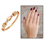 Zirkon Taşlı Sıralı Küp Tasarım Rose Renk 925 Ayar Gümüş Kadın Yüzük