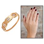 Zirkon Taşlı Geometrik Tasarım Rose Renk 925 Ayar Gümüş Kadın Yüzük