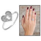 Zirkon Taşlı Kalbimin Kilidi Tasarım 925 Ayar Gümüş Kadın Yüzük