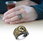 Mikro Siyah Zirkon Taş Mıhlamalı Ayyıldız Tasarım  925 Ayar Gümüş Erkek