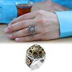 Ayasofya-i Kebir Camii Tasarımlı Firuze Taş Süslemeli 925 Ayar Gümüş Erkek Yüzük