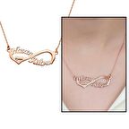 Kişiye Özel İsim Yazılı Rose Renk 925 Ayar Gümüş Sonsuzluk Kolye