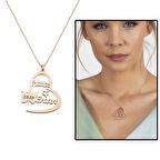 Kişiye Özel İsim/Tarih Yazılı Rose Renk 925 Ayar Gümüş Kelebek-Kalp Kolye