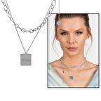 Marina Tasarım Kişiye Özel İsim Yazılı Silver Renk Çelik Kadın Kolye