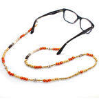 El Yapımı Turuncu Renk Geçişli Etnik Ahşap Kombinli Otantik Gözlük Askısı