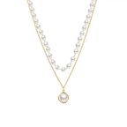 Metal Alaşım Üzeri Altın Kaplama İnci Kombinli Kadın Kolye