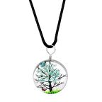 Oval Tasarım Beyaz Çiçekli Doğa Temalı El Yapımı Natural Reçine Kolye