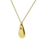 Gold Renk Su Damlası Tasarım Aile Temalı (En Fazla 5 Plaka - 5 isim) Kişiye Özel Çelik Kadın Kolye