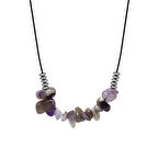 Zarif İp Zincirli Doğal Form Ametist Doğaltaş Kadın Kolye