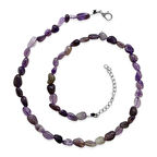 Silver Renk Metal Zincirli Amorf Ametist Doğaltaş Kadın Kolye
