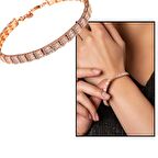 Dörtgen Tasarım Zirkon Taşlı Tam Tur 925 Ayar Gümüş Kadın Su Yolu Bileklik