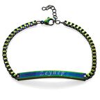 Çelik Zincirli Ice Blue Renk Kişiye Özel İsim Yazılı Kadın Bileklik
