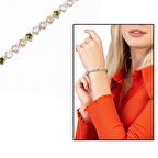 Gümüş Renk Zirkon Taşlı Tam Tur Çelik Kadın Bileklik