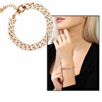 Beyaz Zirkon Taşlı Rose Renk 925 Ayar Gümüş Gurmet Kadın Bileklik