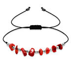 Makrome Örgülü Basic Model Mercan Doğaltaş Kadın Bileklik