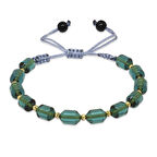 Makrome Örgülü Sarı Dorika Top Süslemeli Şeffaf Turkuaz Ateş Kehribar Kadın Bileklik