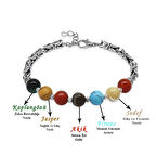 Kararmaz Metal Kral Zincirli Küre Kesim Çoklu Doğaltaş Gezegen Kombinli Erkek Şans Bilekliği