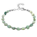 Silver Renk Metal Zincirli Dorika Top Süslemeli Amorf Amazonit Doğaltaş Erkek Bileklik