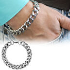 Silver Renk Gurmet Zincirli Modern Tasarım Erkek Çelik Bileklik