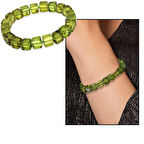 Su Yeşili Küp Kesim Doğal Damla Kehribar Kadın Bileklik