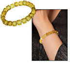 Ihlamur Rengi Küp Kesim Doğal Damla Kehribar Kadın Bileklik