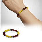 Küre Kesim Sarı Kırmızı Jade Akik Hematit Doğaltaş Erkek Taraftar Bileklik