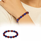 Küre Kesim Bordo Mavi Jade Doğaltaş Kadın Taraftar Bileklik M2