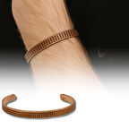 Erkek Bakır Bileklik - Kare Desenli - Esnek Yapılı