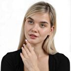 Mavi-Beyaz Zirkon Taşlı Çiçek Model Rose Renk 925 Ayar Gümüş Sallantılı Kadın Küpe