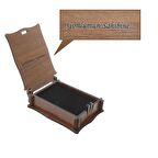 Özel Mesaj Yazılı Kahverengi Ahşap Hediye Kolye-Küpe Kutusu (M-1)