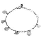 Metal Zincirli Telkari Tasarım Kalp Detaylı Sallantılı Halhal