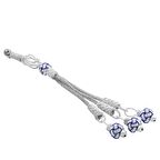 Mavi-Beyaz Renk Bakır Kaplama Üçlü Top Kazaz Püskül