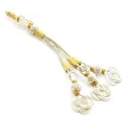 Beyaz-Sarı Renk 3'lü 1000 Ayar Gümüş Kazaz Püskül