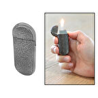 Kişiye Özel İsim Yazılı Füme Renk Sarmaşık İşlemeli Oval Tasarım Taşlı Çakmak