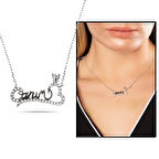 Zirkon Taşlı Canım Yazılı Tektaş 925 Ayar Gümüş Kadın Kolye