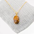 Kaplan Gözü Taşı Kolye-Gold Renk