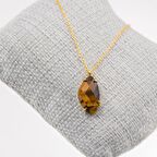 Kaplan Gözü Taşı Kolye-Gold Renk