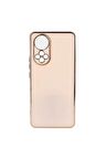Huawei Nova 9 Kılıf Kenarları Gold Kamera Korumalı Renkli Pastel Silikon Rose Gold