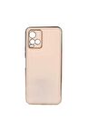 Vivo Y33S Kılıf Kenarları Gold Kamera Korumalı Renkli Pastel Silikon Rose Gold