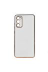 Samsung Galaxy A03S Kılıf Kenarları Gold Kamera Korumalı Renkli Pastel Silikon Beyaz