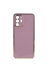 Samsung Galaxy Note 20 Ultra Kılıf Kenarları Gold Kamera Korumalı Renkli Pastel Silikon Mor