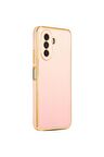 Huawei Nova Y70 Kılıf Kenarları Gold Kamera Korumalı Renkli Pastel Silikon Rose Gold