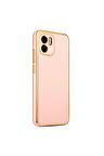 Xiaomi Redmi A1 Kılıf Kenarları Gold Kamera Korumalı Renkli Pastel Silikon Rose Gold