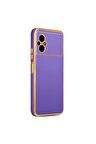 Xiaomi Poco M5 Kılıf Kenarları Gold Kamera Korumalı Renkli Pastel Silikon Derin Mor
