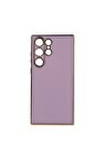 Samsung Galaxy S23 Ultra Kılıf Kenarları Gold Kamera Korumalı Renkli Pastel Silikon Lila
