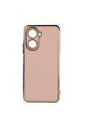 Huawei Nova 10 SE Kılıf Kenarları Gold Kamera Korumalı Renkli Pastel Silikon Rose Gold